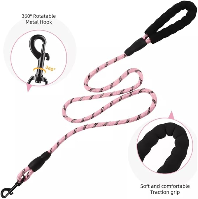 Dog Harness No Pull Adjustable Reflective,for Medium and Large Small Dog with Leash 59.06in (Pink, XS)