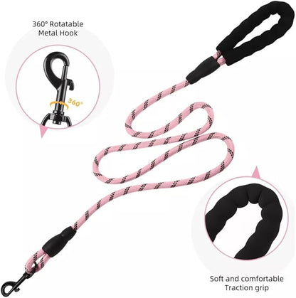 Dog Harness No Pull Adjustable Reflective,for Medium and Large Small Dog with Leash 59.06in (Pink, L)