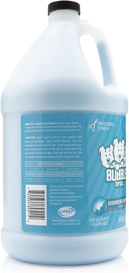 Bubble Bros. Deodorizing Dog Shampoo, Gallon - Naturally Derived, Eliminates Pet Odor, Breaks Through Dirt and Build up, Leaves Dogs Smelling Fresh, USA Made
