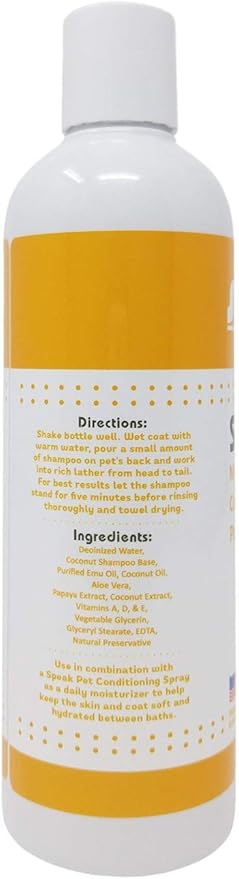 Speak Pet Products Natural Dog Shampoo, Moisturizing Coconut Papaya, 17oz