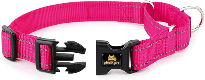 PLUTUS PET Reflective Martingale Collar with Quick Snap Buckle,No Pull Dog Choker Collar for Small Medium Large Dogs,S,Hot Pink