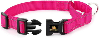 PLUTUS PET Reflective Martingale Collar with Quick Snap Buckle,No Pull Dog Choker Collar for Small Medium Large Dogs,S,Hot Pink