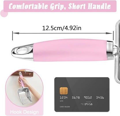 Apidgrowth Cat Litter Scoop - Stainless Steel Metal Cat Litter Scoop-Sturdy Mesh Scooper - Mesh Shovel-Easy to Clean - Suitable for Cat Litter Box -Pink