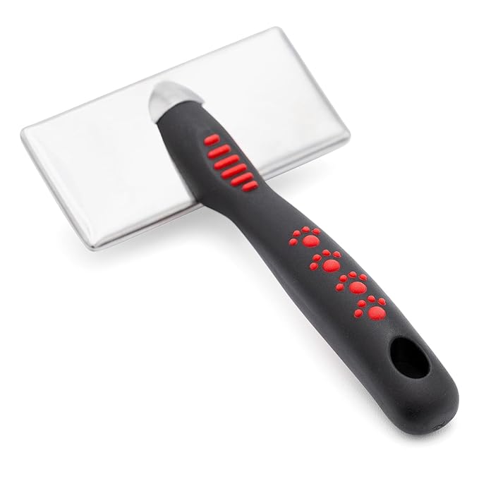 Jeffers Non Slip Slicker Pet Grooming Brush – Soft Pins, Red & Black Handle, Detangling Grooming Tool for Dogs & Cats with Short, Long, Thick & Curly Coats – Easy Grip Pet Comb - Medium Size