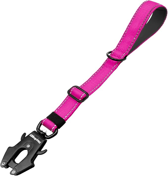 Strong Heavy Duty Dog Leash - Adjustable 15"-18" Reflective Nylon Training Leash with Padded Handle & Frog Clip, Traffic Control for Large Medium Dogs No Pull Walking Hot Pink