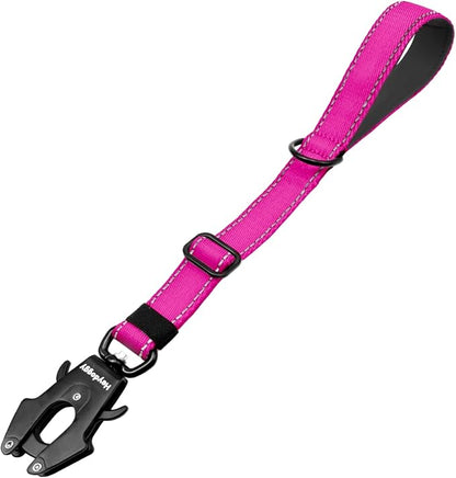 Strong Heavy Duty Dog Leash - Adjustable 15"-18" Reflective Nylon Training Leash with Padded Handle & Frog Clip, Traffic Control for Large Medium Dogs No Pull Walking Hot Pink
