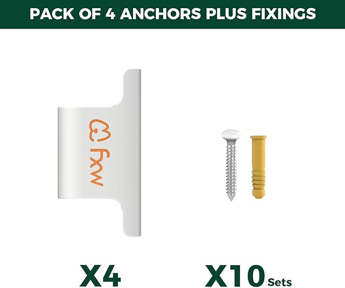 FXW Fence-to-Wall Anchor (Pack of 4) for Use with Dog Playpen in Yard, Garden, Doorways, Fireplace, Indoor/Outdoor, Fits All Heights of FXW Rollick/Homeplus/Aster Playpen, White│Patented