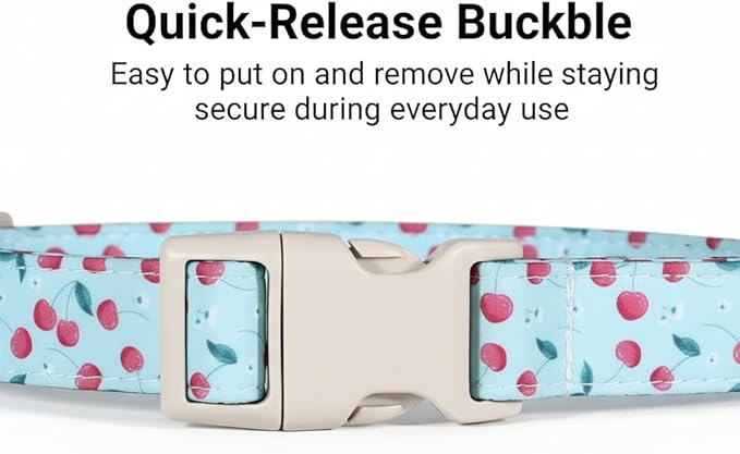 Dog Collar, Cherry Pattern Dog Collar for Spring Summer for Medium Large Dogs, L