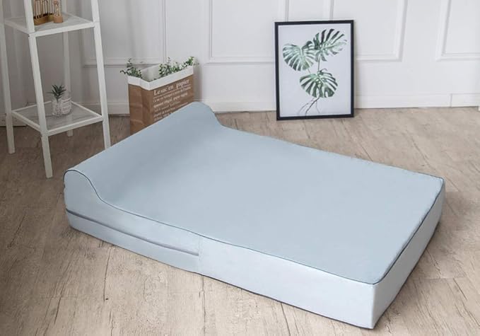 KOPEKS Orthopedic Memory Foam Dog Bed 7" Inch Thick Extra Large Dog Bed With Pillow Grey 50"x34"x10" Includes Waterproof Liner and Durable Removable Cover With Smart Design