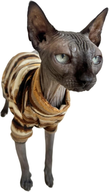 Sphynx Clothes Hairless Cat Shirt Cat Vest Pet Clothes, Round Collar Vest Kitten Shirts, Cats & Small Dogs Apparel (Rust Color, X-Large)