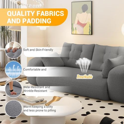 KEIKI 78.7" Foldable Human Dog Bed, 3-in-1 Multi-Functional Sleeper Sofa Bed, Teddy Fabric Foam-Filled Convertible Floor Couch for Living Room, Guest Room, Playroom, Grey