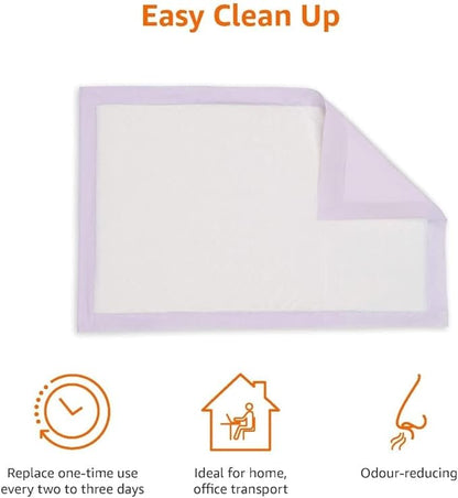Amazon Basics Cat Litters Pee Pads, 40 Count, Universal Fit for Litter Box, Odor Control with Fresh Scent, Purple and White