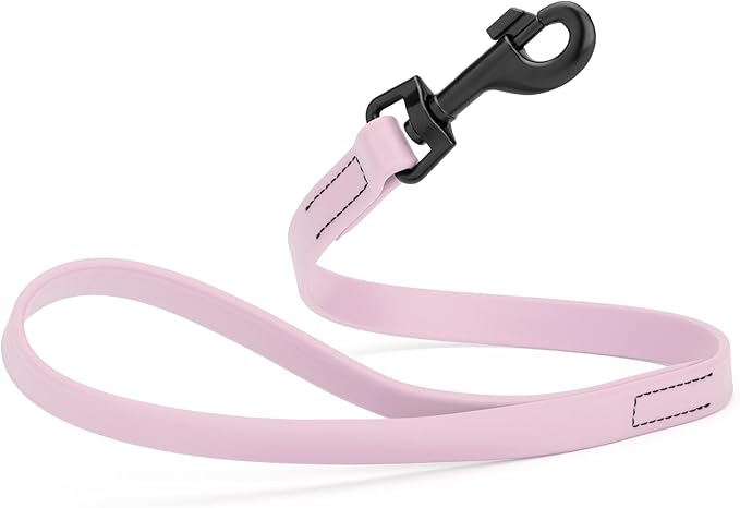 Dogline Biothane Waterproof Dog Leash Strong Coated Nylon Webbing with Black Hardware Odor-Proof Easy to Clean High Performance for Small or Large Dogs Made in USA 2 ft Lead, Pastel Purple