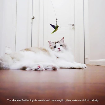 TTcat Cat Wand Toys Replacement Cat Toy Attachments,3 Pcs Hummingbird Insect Feathers Refills for Cat Wands.