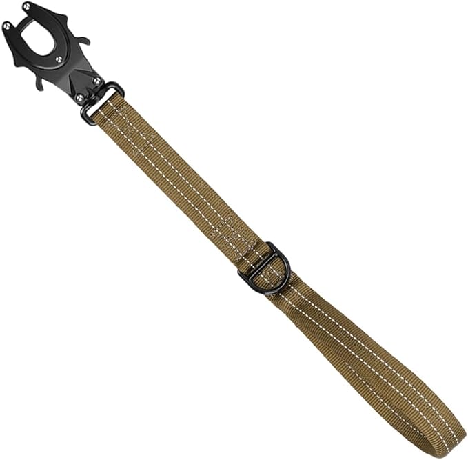 ICEFANG Short Dog Leash 18 Inch Reflective Nylon Traffic Leash with Padded Handle,Heavy Duty Auto Lock Swivel Clip for Medium Large Dogs No Pull Training Walking (Brown, 18 Inch)
