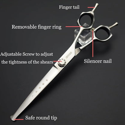 7 inches Safe Dog Grooming Scissors Set with Round Tip,Straight & Thinning & Curved Shears Set with comb for Dog & Cat Grooming (Green 3 in 1 with comb)
