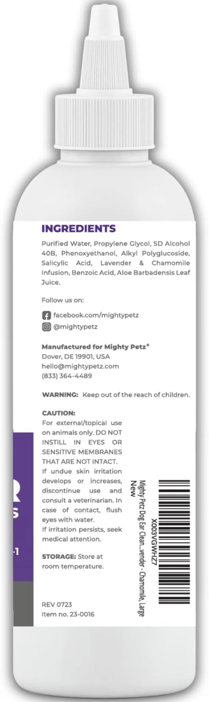 Mighty Petz Dog Ear Cleaner – Gentle Pet Ear Wash for Routine Ear Hygiene For Dogs and Cats 8 oz