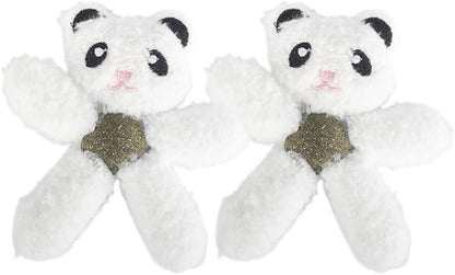 Gavpepy Cat Toys with Catnip Kitten Chew Bite Supplies Boredom Relief Fluffy Kitty Teeth Cleaning Chewing Cat Lovers Interactive Plush Gift (Panda&Panda)