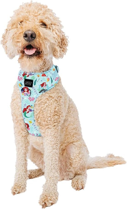 Sassy Woof Dog Adjustable Harness - Disney Princess Little Mermaid Ariel - L, Breathable Mesh, No Pull Design with Two D-Rings, Ideal for Large Dogs - Officially Licensed