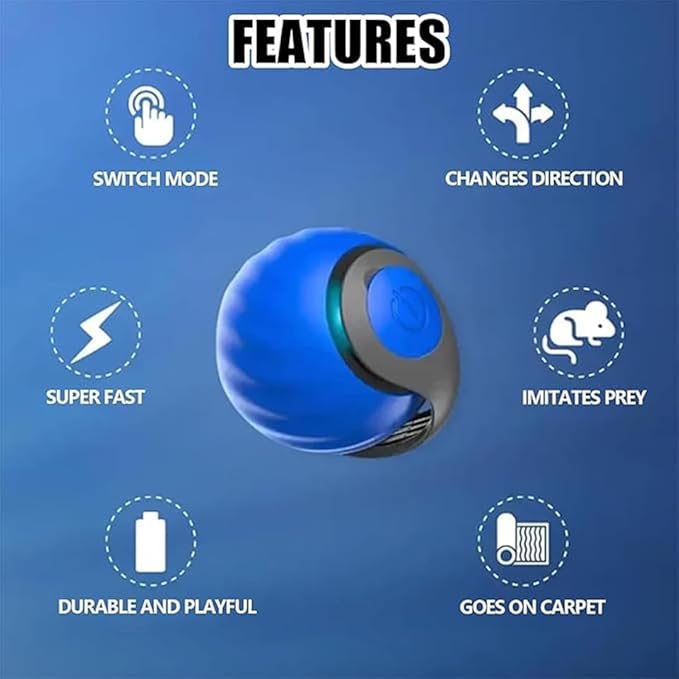 Speedy 2.0 Tail Cat Toys for Bored Indoor Adult Cats,2025 New Generation Interactive Cat Toys for Indoor Cats,Automatic Moving Ball with Tail,Cat, Orange