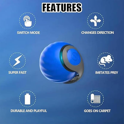 2Packs Speedy 2.0 Tail Cat Toys for Bored Indoor Adult Cats,2025 New Generation Interactive Cat Toys for Indoor Cats,Automatic Moving Ball with Tail,Blue and Orange