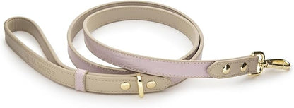 NINA WOOF Milan Leather Dog Leash - Padded Luxury Lead for Large & Medium Dogs, 4ft Lilac
