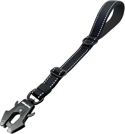 Strong Heavy Duty Dog Leash - Adjustable 15"-18" Reflective Nylon Training Leash with Padded Handle & Frog Clip, Traffic Control for Large Medium Dogs No Pull Walking Black