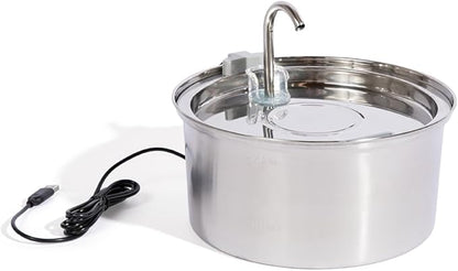 KittySpout Stainless Steel Cat Water Fountain Automatic Drinking Fountain, Quiet Circulating Water Bowl, Dishwasher Safe, Indoor Pet Fountain for Hydrated Healthy Cats (Stainless Steel, 3.2L Corded)