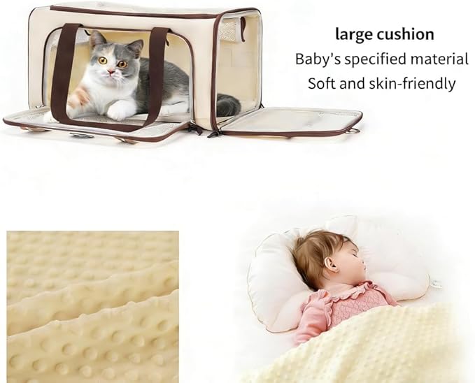 Wakytu Expandable Pet Carrier for Cats & Dogs, Airline Approved Cat Carrier, Large Travel Bag with with Extra Large Foldable mat