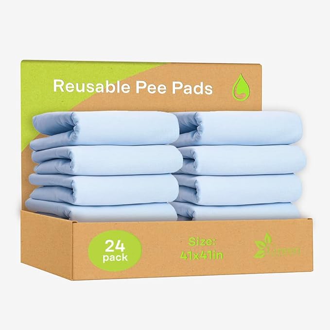 GREEN LIFESTYLE Washable Underpads - Large Bed Pads for use as Incontinence Bed Pads, Reusable Pet Pads, Great for Dogs, Cats, Bunny, Seniors Bed Pad (Pack of 24 - 41x41)