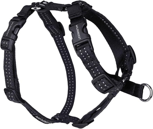 Wildebeest Valencia No Pull Dog Harness | Front and Back Leash Clips | Soft Padded Straps | Lightweight, Adjustable, Easy On/Off for Training and Dog Walking | Small Black