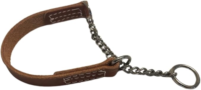 Joel Silverman - Alternative Training Collar - Gentle No-Pull Dog Collar - Leather & Chain Combo for Humane, Low-Neck Control - Trainer-Trusted Leather Dog Collar for All Breeds (Medium)