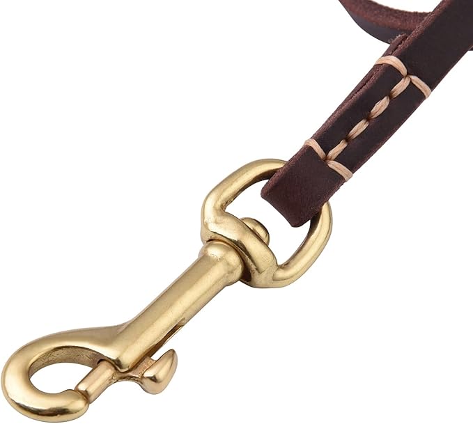 Dog Leash, 4ft 5ft 6ft Geniune Leather Dog Leash for Small Dogs, Dog Training Walking Running Brown