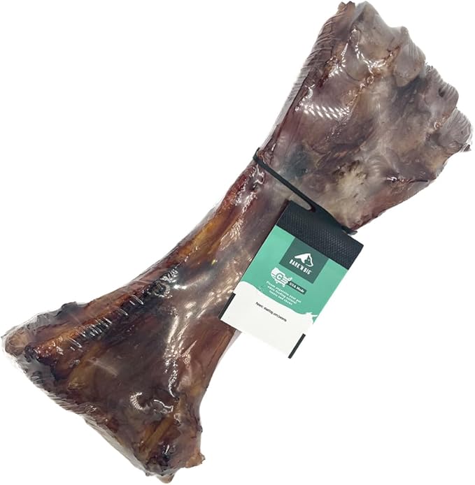 Beef Shin Bone for Large Dogs – Long Lasting Natural Big Dog Bone Chew for Aggressive & Heavy Chewers – Real Smoked Beef Shank with Marrow – Single Ingredient Safe Treat for Power Chewers