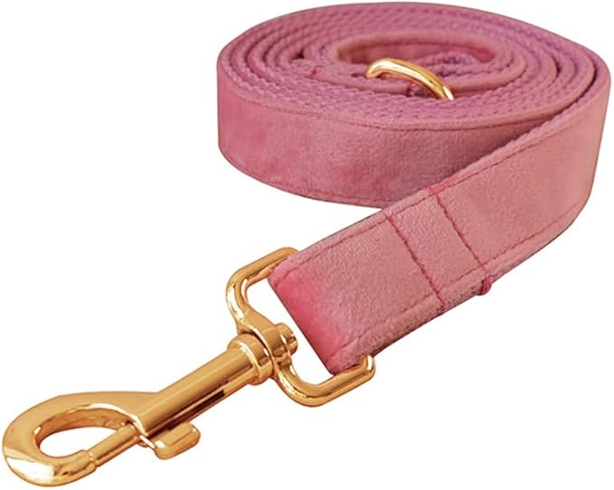 JAY D.L Dog Collar and Leash Set，Soft & Comfy Velvet Dog Collars with Heavy Duty Metal Buckle and Matching Lead Adjustable for Small Medium Large Dogs (XLarge, Pink)