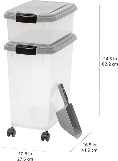 Amazon Basics 3-Piece Airtight Dog Food Storage Container Combo with Scoop, 33 QT + 12 QT