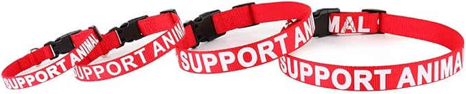 Plutus Pet Support Animal Collar,Printed in Large Letters on Nylon Webbing,Prevents Accidents by Warning Others of Your Dog in Advance,Two Colors,Four Sizes,Neck 14-20 inch,Medium,Red