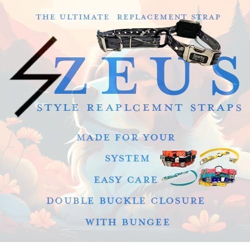 Sparky Pet Co - Zeus ECollar Replacement Strap - Bungee Loop Dog Collar - Waterproof Biothane - Adjustable - Double Buckle - Quick Snap Metal Clasp - for Invisible Fence Systems - 1"x 30" Grey Camo