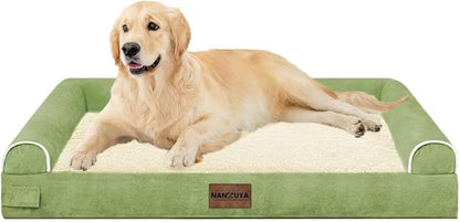 Large Dog Bed Orthopedic Washable: Beds Bolster XL Bed Medium Large Dogs Egg Crate Foam Couch Sofa Waterproof with Removable Cover - Grass Green