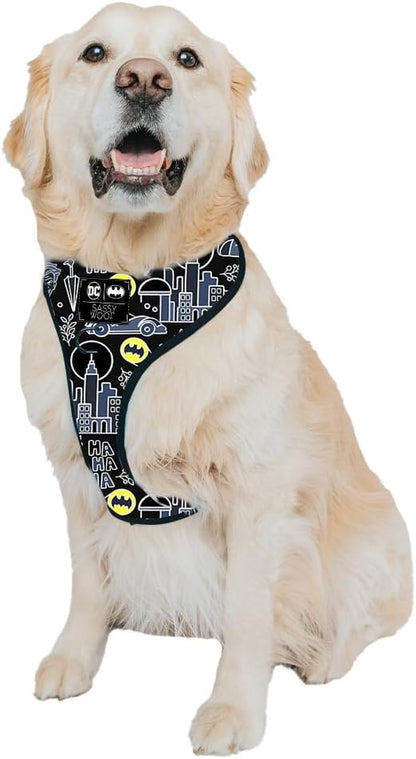 Sassy Woof Dog Adjustable Harness - Batman™ - XL, Breathable Mesh, No Pull Design with Two D-Rings, Patented Design, Perfect for Extra Large Dogs - Officially Licensed