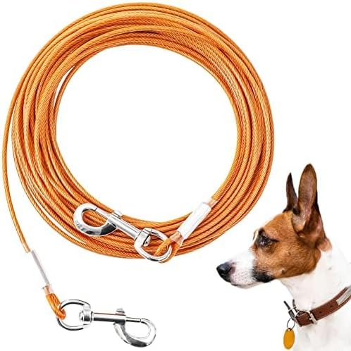 Dog Tie Out Cable,20ft Dog Lead-Heavy Duty Tie Out Cable for Large Dogs Up to 125lbs-Dog Chain for Yard-Outside Dogs Runner Tether Line
