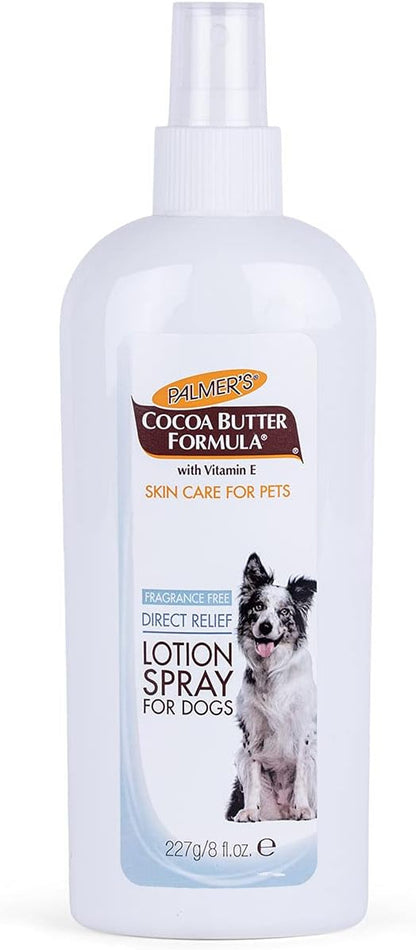 Palmer's for Pets Cocoa Butter Formula Direct Relief Lotion Spray for Dogs with Vitamin E | Fragrance Free Dog Lotion for Dry Itchy Skin | Palmer's Spray On Lotion for Dogs - 8 oz (FF15584)