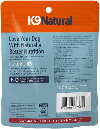 K9 Natural Grain-Free Freeze-Dried Dog Treat, Venison Liver Bites 1.76oz
