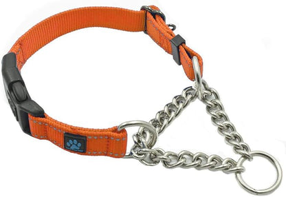 Max and Neo Stainless Steel Chain Martingale Collar - We Donate to a Dog Rescue for Every Collar Sold (Large, Orange)
