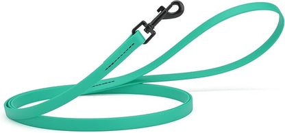 Dogline Biothane Waterproof Dog Leash Strong Coated Nylon Webbing with Black Hardware Odor-Proof Easy to Clean High Performance for Small or Large Dogs Made in USA 4 or 6 ft Lead, Teal