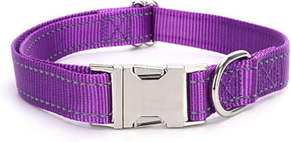 Love Dream Reflective Dog Collar with Metal Buckle, Adjustable Safety Nylon Dog Collars with Heavy Duty Quick Release Buckle for Small Medium Large Dogs, Pet Collar with ID Tag Ring