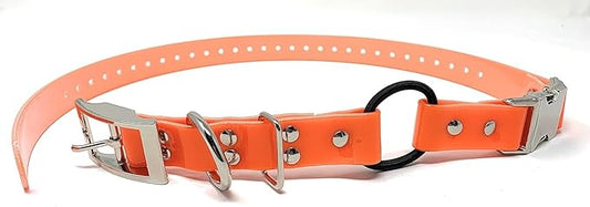 Sparky Pet Co - Zeus ECollar Replacement Strap - Bungee Loop Dog Collar - Waterproof Biothane - Adjustable - Double Buckle - Quick Snap Metal Clasp - for Invisible Fence Systems 3/4" x 28"Neon Orange