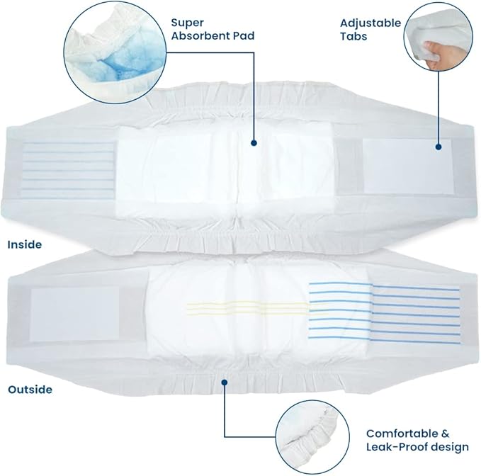 BV Dog Wraps Male Large (Waist 21-26in) Super Absorbent - 400 Count Disposable - Doggie Diapers with Wetness Indicator - Adjustable Male Dog Wraps - Ideal for Incontinence/Training