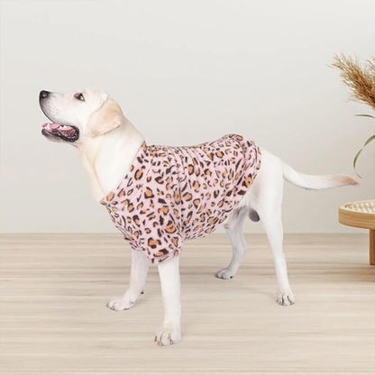 GreenJoy Leopard Print Dog Sweater – Stretchy Fleece Dog Turtleneck Sweatshirt for Puppies & Cats, Soft & Warm Pet Winter Clothes for Small, Medium & Large Dogs (Pink, Large/X-Large)
