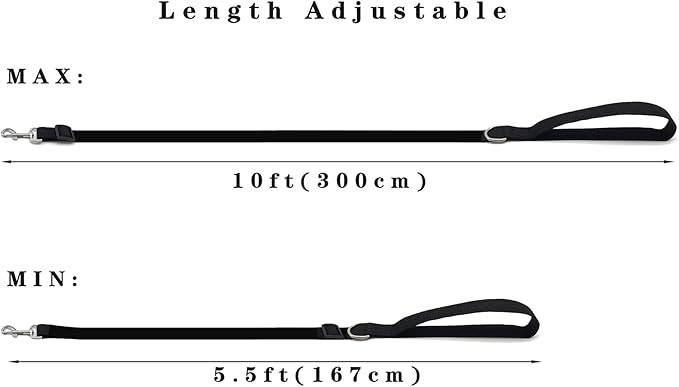 6FT/ 10FT Adjustable Dog Leash, Nylon Dog Leashes for Medium Large Dogs (6FT, Brown)
